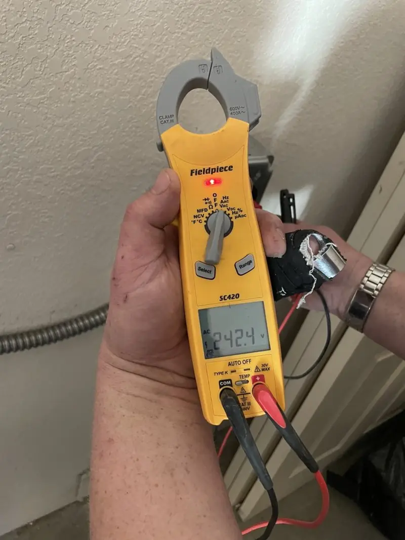 Voltage testing with clamp meter during Generator Installation in Rosaryville